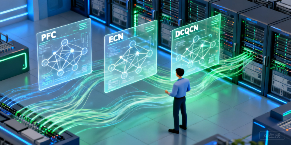 PFC、ECN、DCQCN 在无损网络中分别起什么作用?
